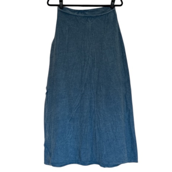 Earthbound Trading Company Boho Blue Chevron Textured Cotton Midi Skirt Size M - Picture 10 of 13